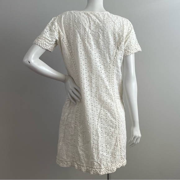 SUNDANCE Off-White Eyelet Short Sleeve Sheath Dress - Picture 2 of 9